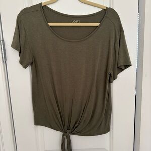 LOFT Olive Green Tie-Front Top